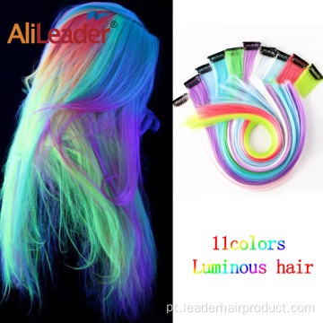 Extensão de cabelo sintético brilhante neon de 20 polegadas para cabelo brilhante